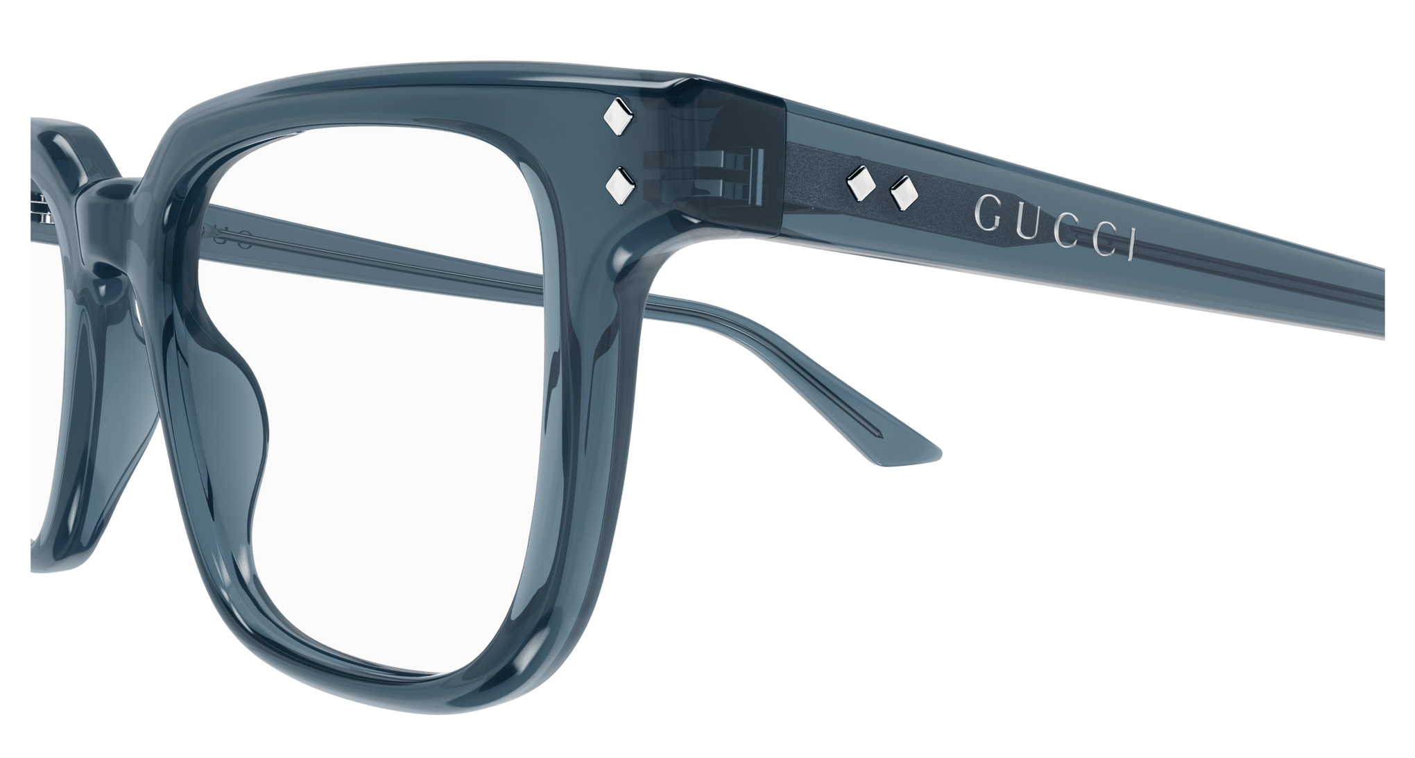 GUCCI PLASTIC SQUARE TRANSPARENT BLUE FULL FRAME