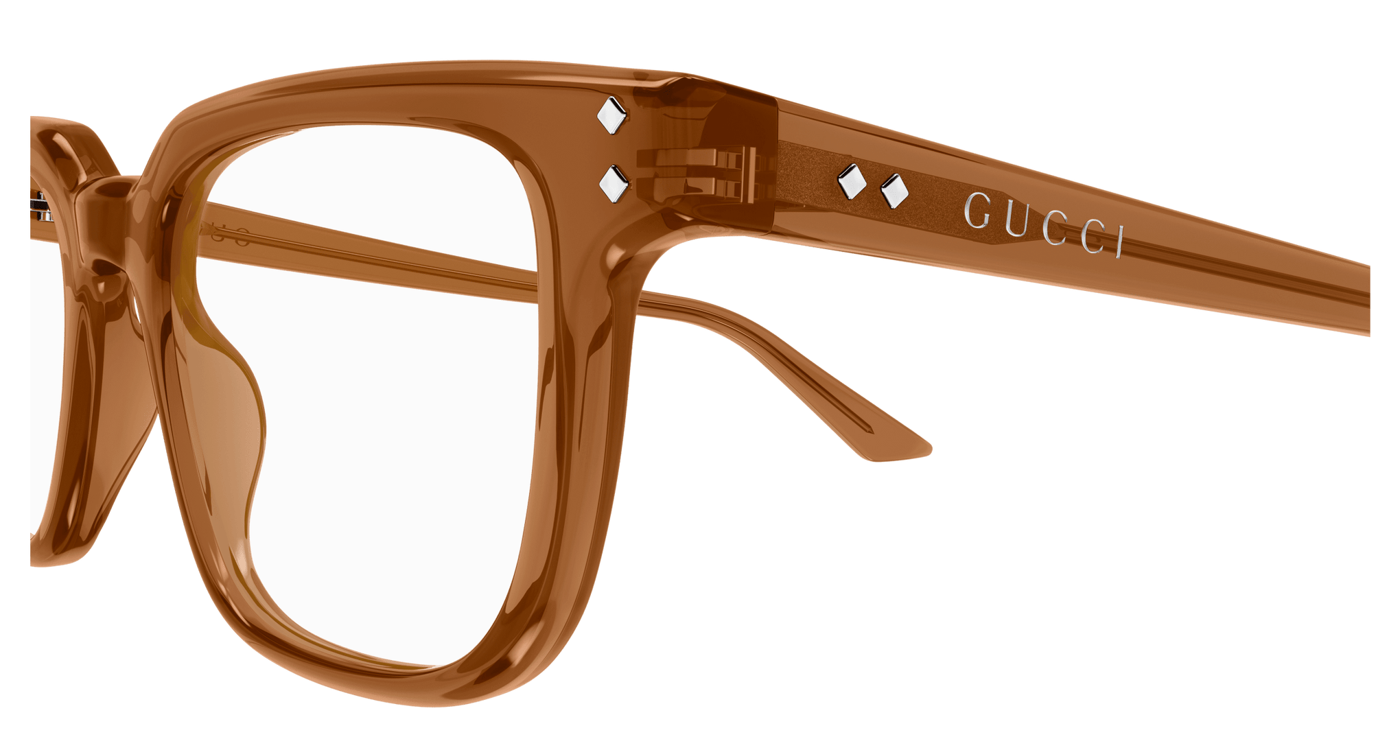GUCCI PLASTIC TRANSPARENT BROWN SQUARE FULL FRAME