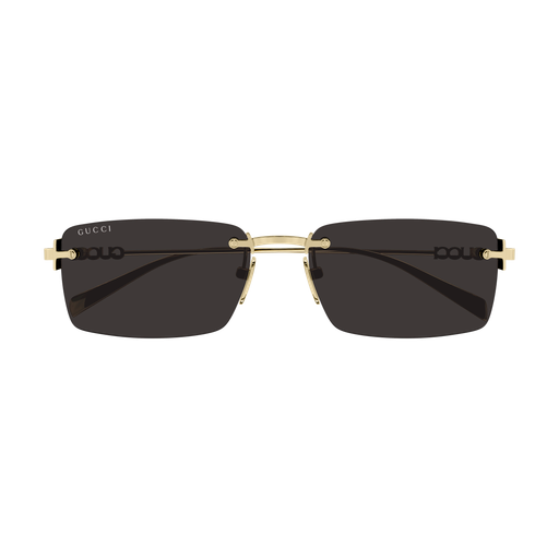 GUCCI METAL BLACK GOLD RECTANGLE RIMLESS SUNGLASS