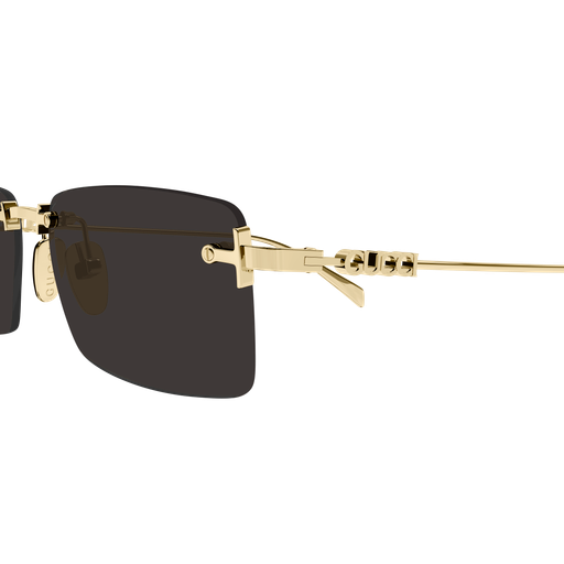 GUCCI METAL BLACK GOLD RECTANGLE RIMLESS SUNGLASS