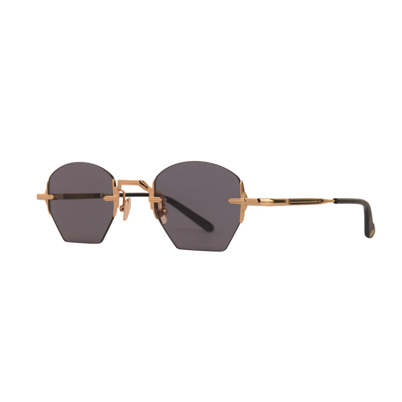 ROSVIN BUGS GOLD GREY METAL HEXAGON RIMLESS SUNGLASS