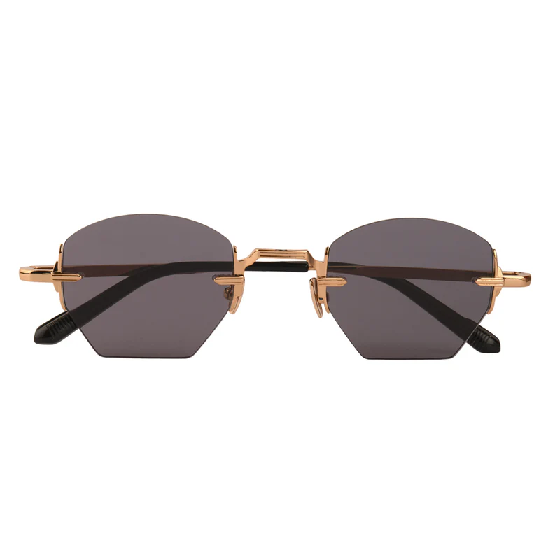 ROSVIN BUGS GOLD GREY METAL HEXAGON RIMLESS SUNGLASS
