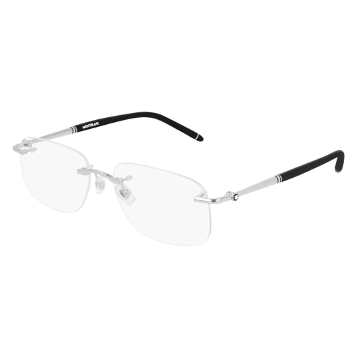 MONT BLANC METAL SQUARE SILVER RIMLESS FRAME