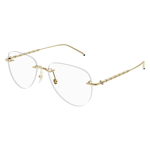 MONT BLANC METAL IRREGULAR GOLD RIMLESS FRAME