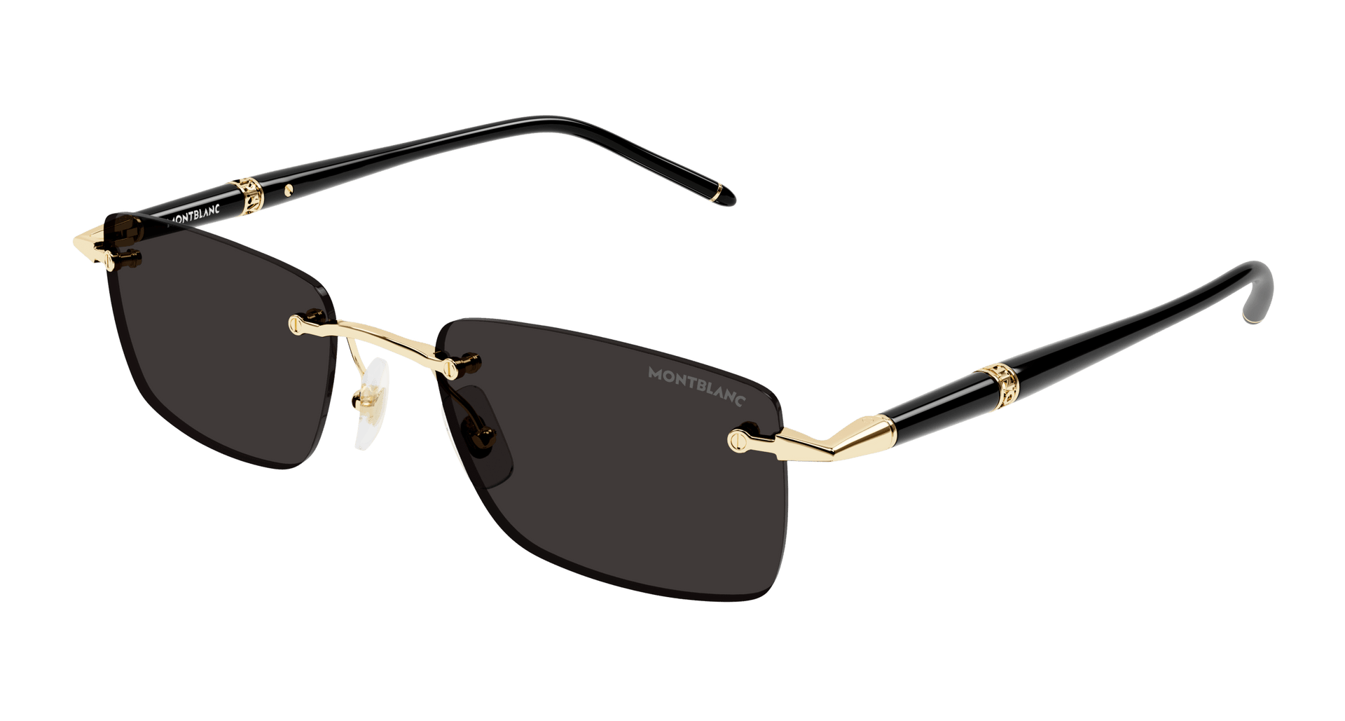 MONT BLANC METAL RECTANGLE BLACK RIMLESS SUNGLAS