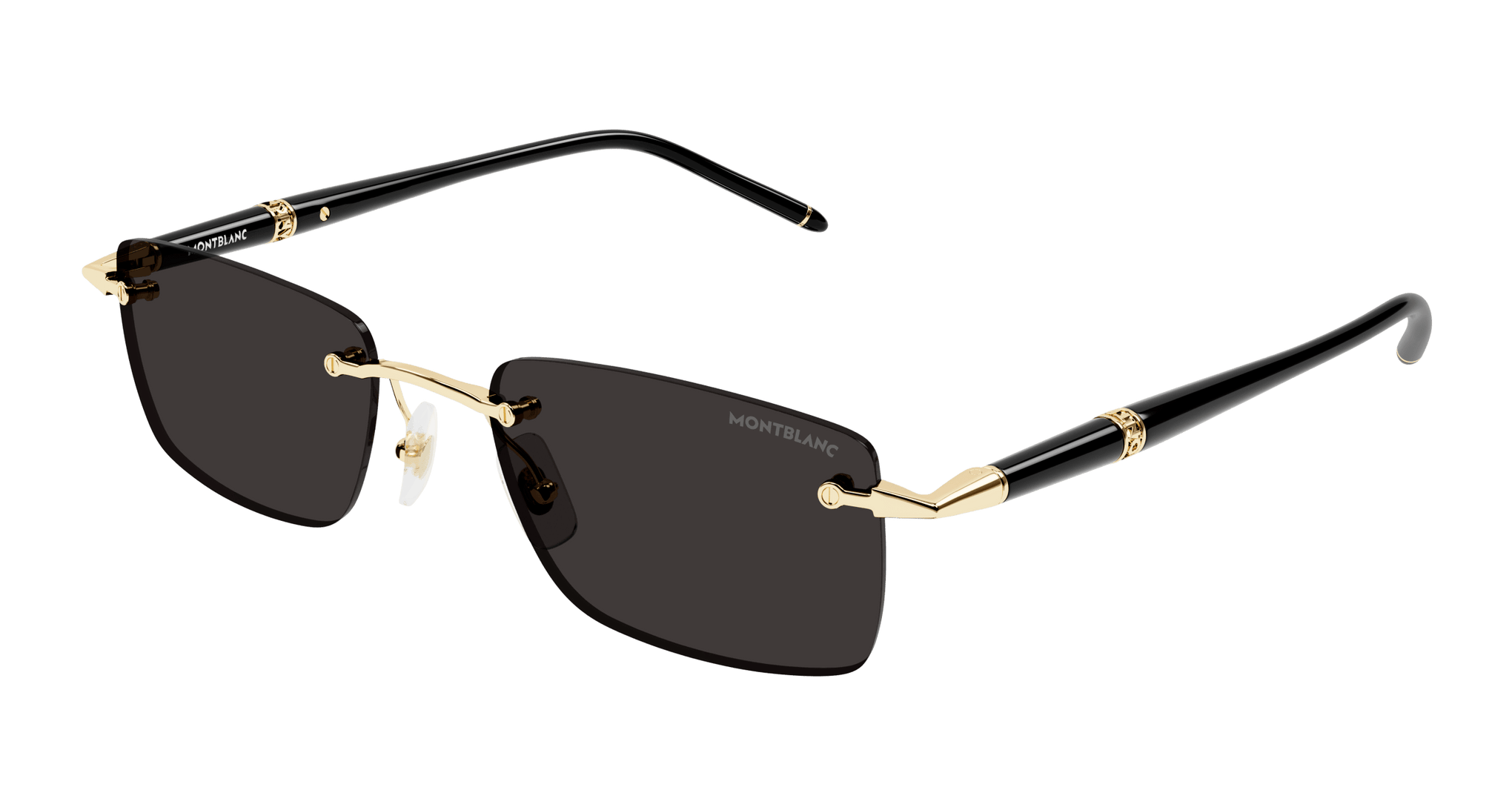 MONT BLANC METAL RECTANGLE BLACK RIMLESS SUNGLAS