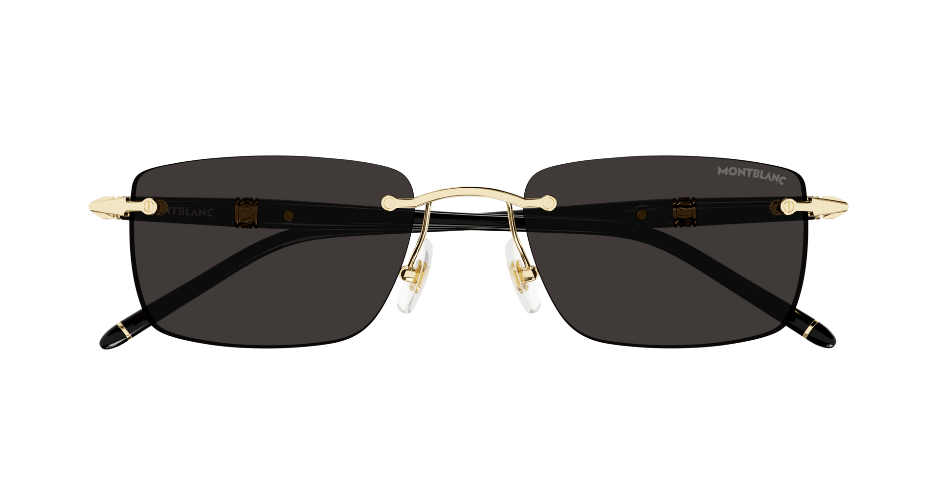 MONT BLANC METAL RECTANGLE BLACK RIMLESS SUNGLAS