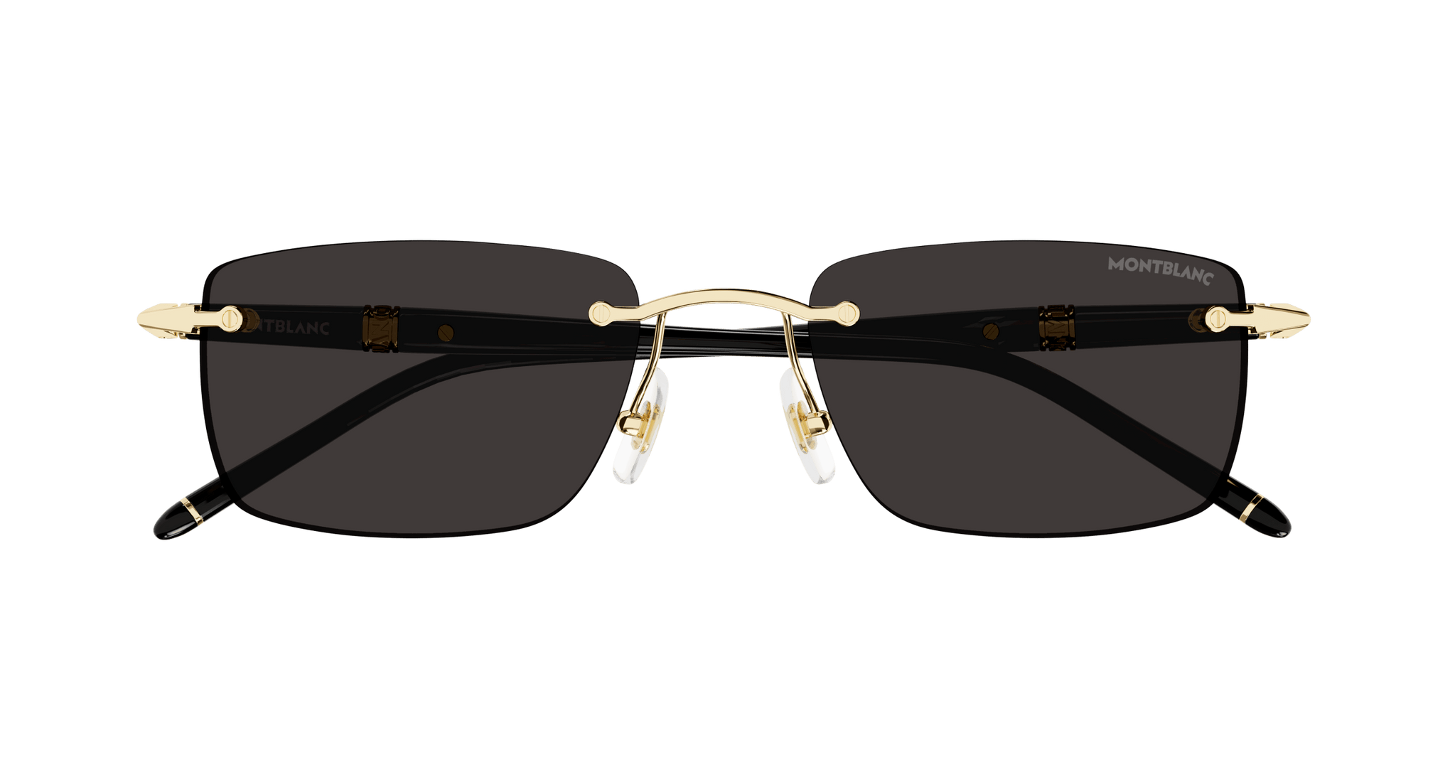 MONT BLANC METAL RECTANGLE BLACK RIMLESS SUNGLAS