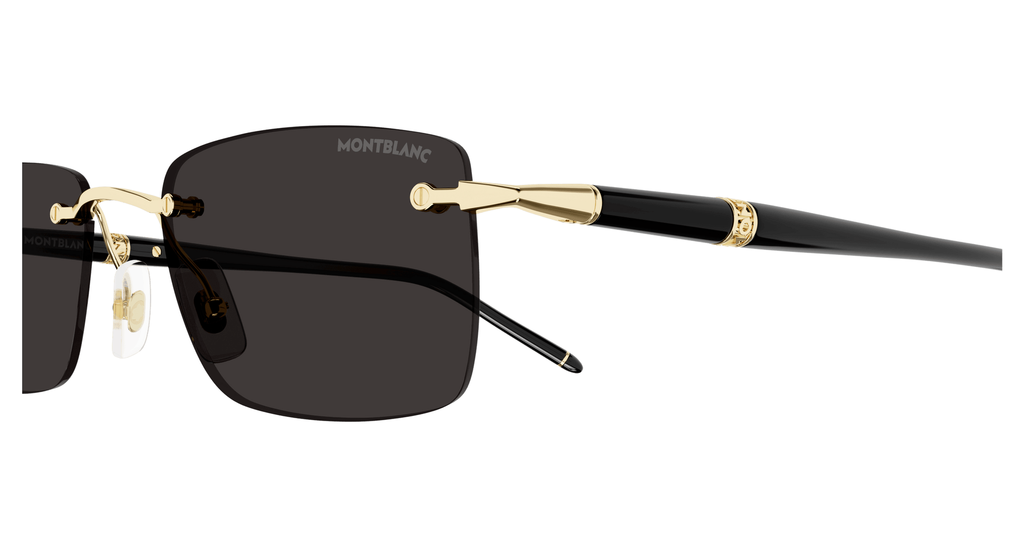 MONT BLANC METAL RECTANGLE BLACK RIMLESS SUNGLAS
