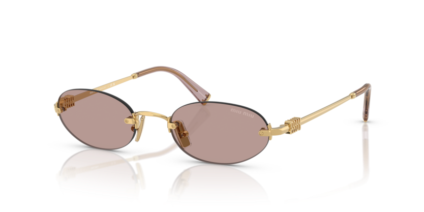 MIU MIU METAL GOLD OVAL RIMLESS SUNGLASS