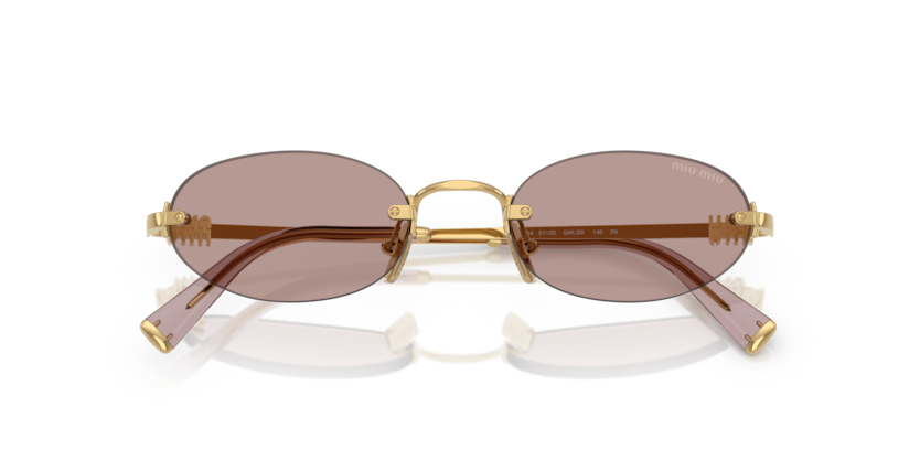 MIU MIU METAL GOLD OVAL RIMLESS SUNGLASS