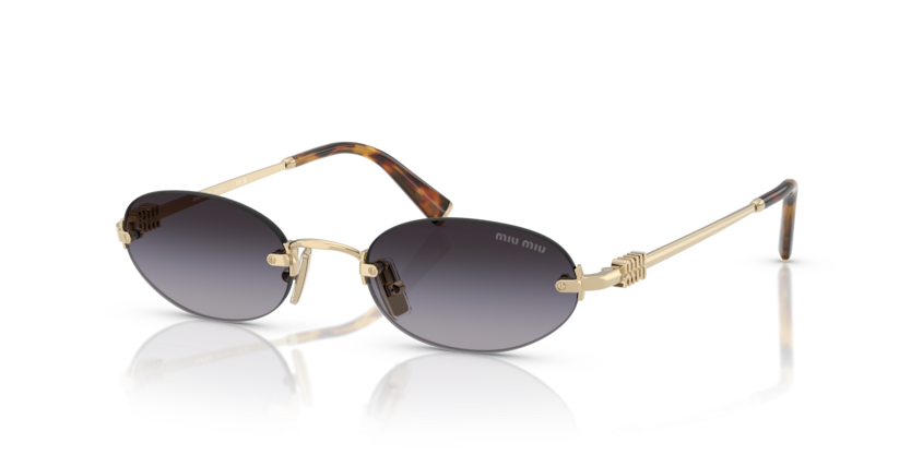 MIU MIU METAL PALE GOLD OVAL RIMLESS SUNGLASS