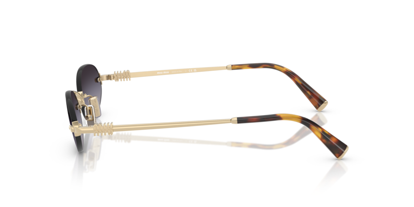 MIU MIU METAL PALE GOLD OVAL RIMLESS SUNGLASS