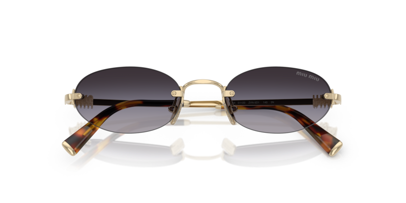 MIU MIU METAL PALE GOLD OVAL RIMLESS SUNGLASS