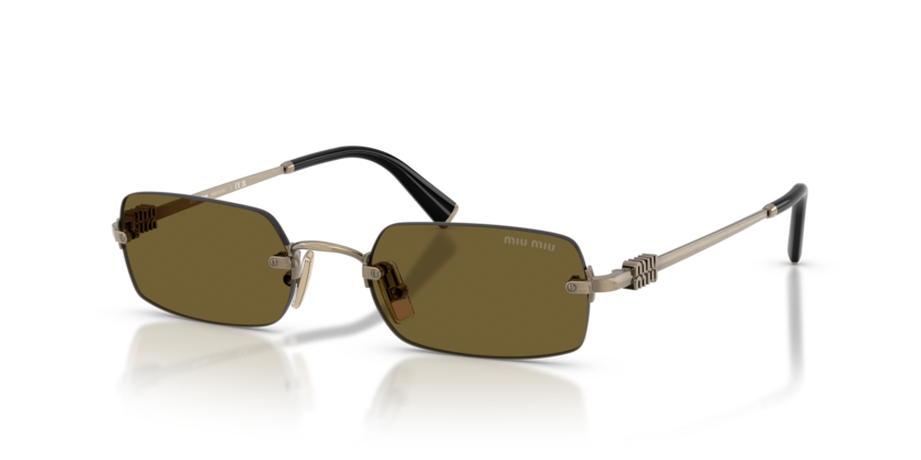 MIU MIU METAL GOLD RECTANGLE RIMLESS SUNGLASS