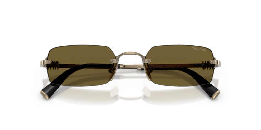 MIU MIU METAL GOLD RECTANGLE RIMLESS SUNGLASS