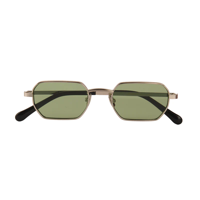 ROSVIN BUGS METAL SILVER LIGHT GREEN RECTANGLE FULL SUNGLASS
