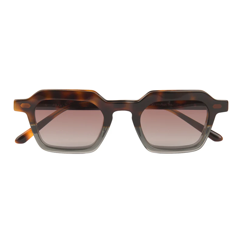 ROSVIN BUGS PLASTIC TORTOISE GRY BRN GRDDLE RECTANGLE FULL CLIP ON FRAME