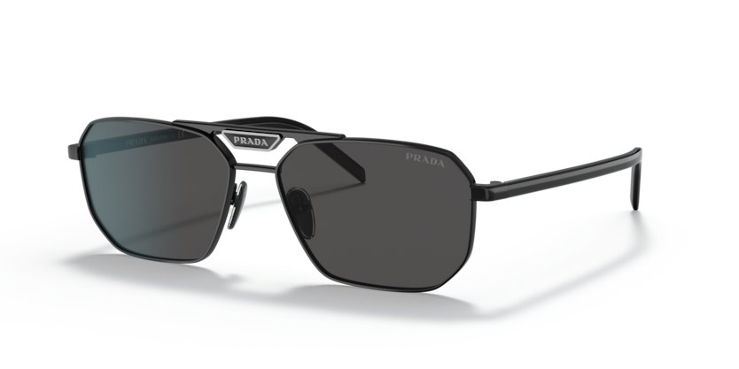 PRADA METAL BLACK HEXA RECTANGLE FULL SUNGLASS