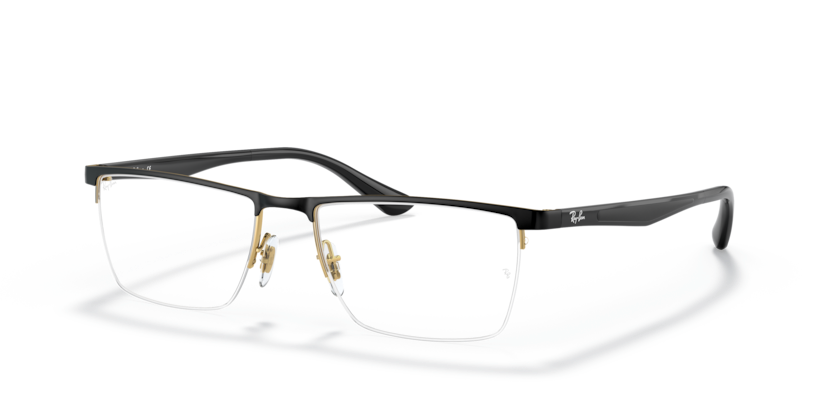 RAYBAN METAL BLACK GOLD RECTANGLE SEMI RIM FRAME