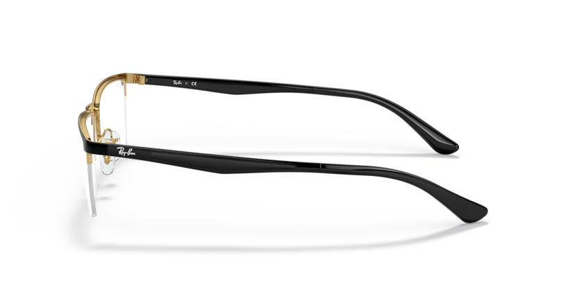RAYBAN METAL BLACK GOLD RECTANGLE SEMI RIM FRAME