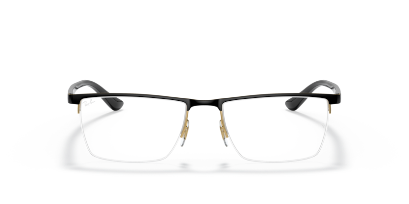 RAYBAN METAL BLACK GOLD RECTANGLE SEMI RIM FRAME