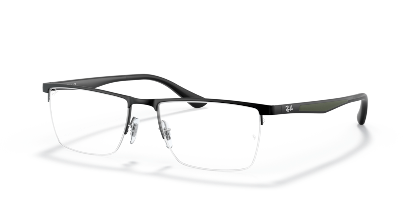 RAYBAN METAL BLACK SEMI RIM RECTANGLE FRAME