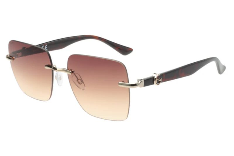 SCOTT METAL BROWN HAVANA SQUARE RIMLESS SUNGLASS
