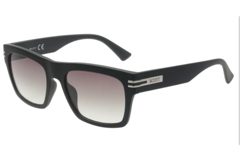 SCOTT PLASTIC BLACK SILVER SQUARE FULL SUNGLASS