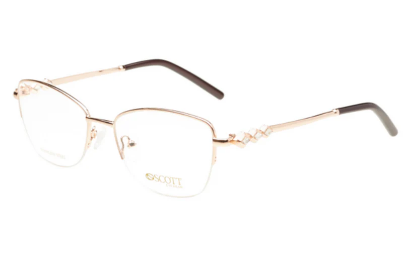 SCOTT METAL GOLD CAT EYE SEMI RIM FRAME