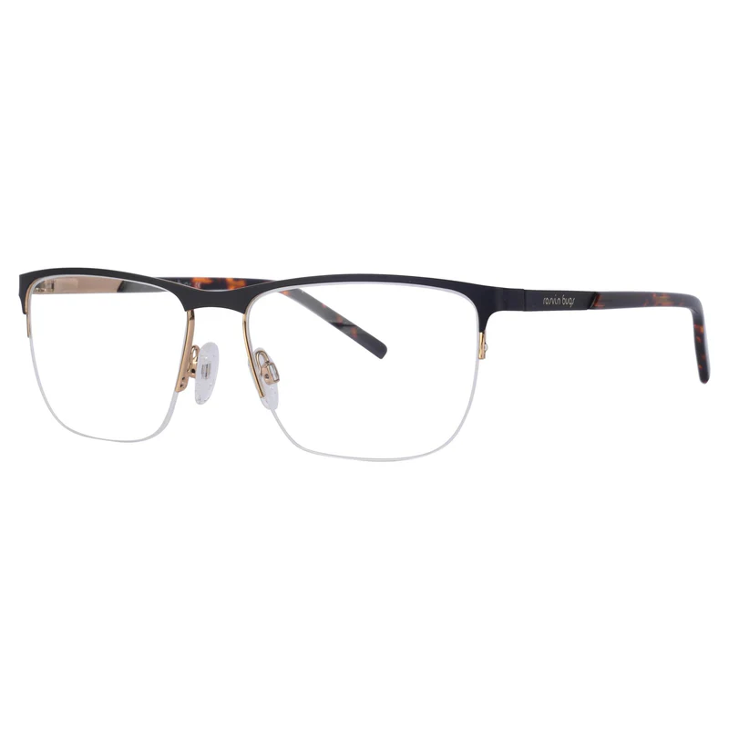 ROSVIN BUGS METAL MATTE BLACK GOLD SQUARE DEMI RIM FRAME
