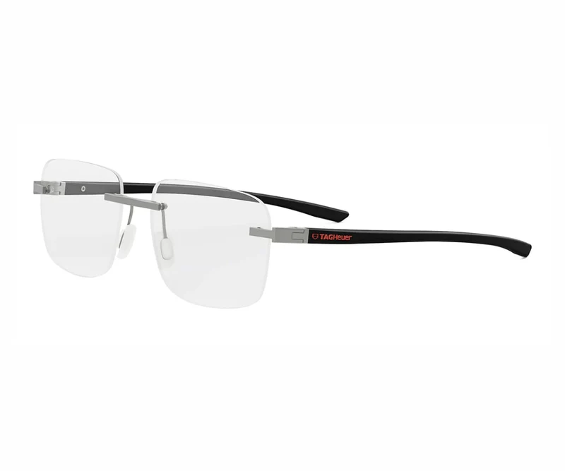 TAG HEUER METAL SILVER BLACK SQUARE RIMLESS FRAME