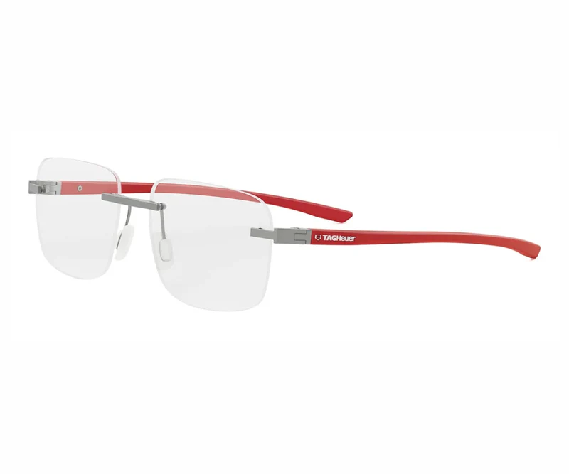 TAG HEUER METAL SQUARE RED RIMLESS FRAME