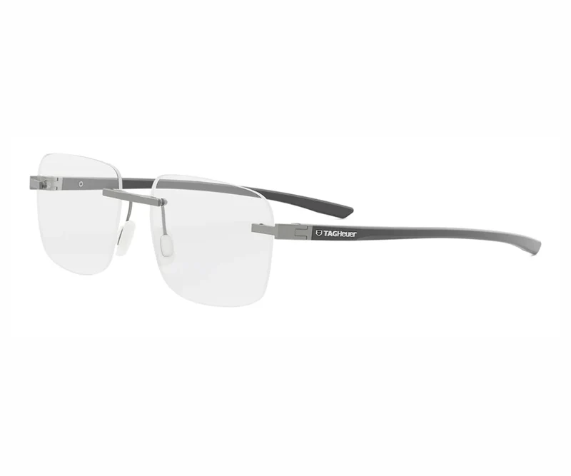 TAG HEUER METAL MATTE SILVER SQUARE RIMLESS FRAME
