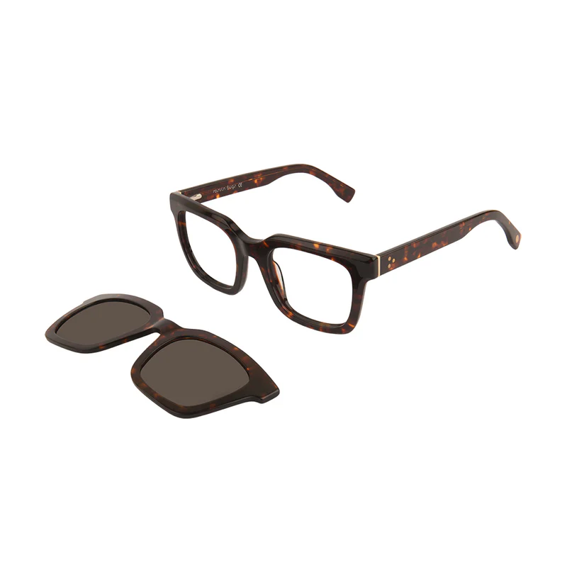 ROSVIN BUGS PLASTIC BROWN POLORISE SQUARE CLIP ON FULL FRAME